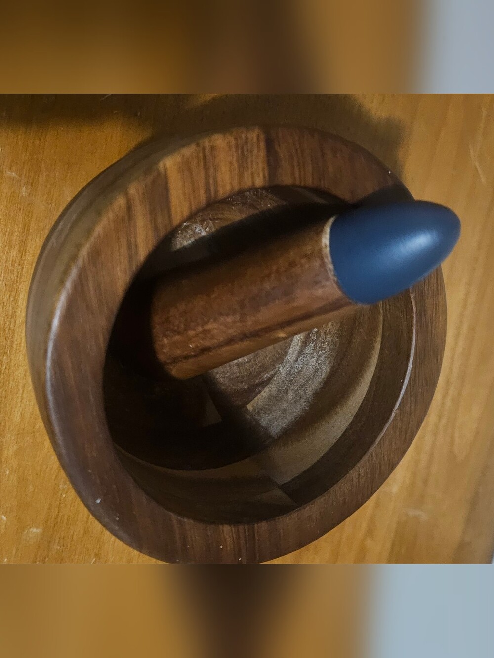 Wood Mortar and Pestle with Black Tip